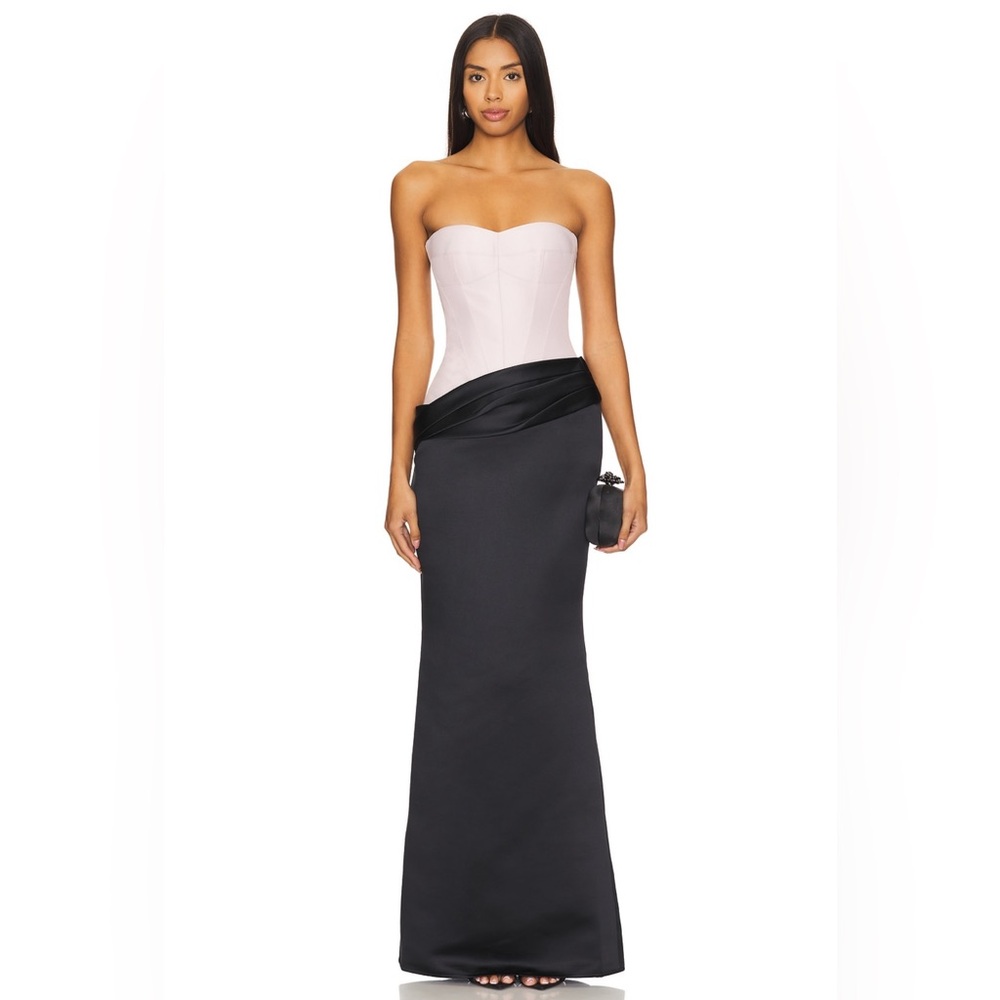 Strapless Undressed Two-Tone Evening Gown in Light Pink and Black